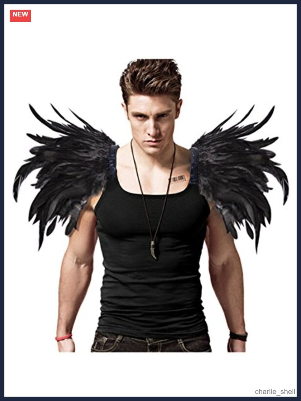 Gothic Real Feather Epaulet Shoulder Wings Shrug Strap Pin